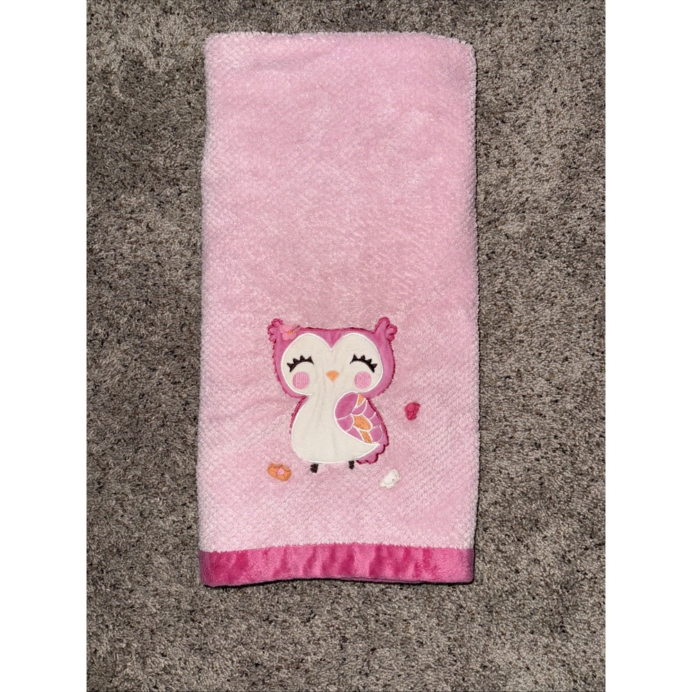 Carter's‎ Hot Pink Owl Flowers Dark Trim Baby Girls Plush Blanket